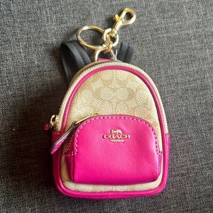 NWT Coach Mini Court Backpack Bag Charm Monogram/Barbie Pink